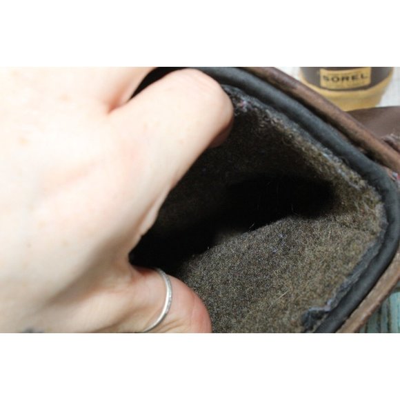 Sorel Brown Leather Wool Lined Chelsea Ankle Rubber Duck Boots Size US 8 - Picture 7 of 7